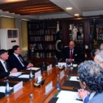 Techaccess Pakistan representatives CEO Mahmood Azhar Jabbar and CTO Tariq Hafeez Malik attend a high-level meeting with Senator Muhammad Aurangzeb, joined by a visiting delegation from Icoin Technology Inc. led by Chairman and CEO Mr. Chet Silvestri, discussing digital asset frameworks.