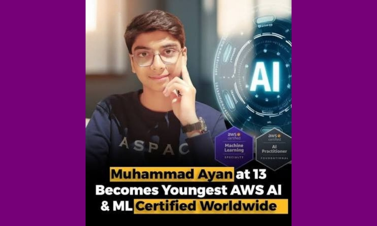 13-year-old Muhammad Ayan who has officially become the world’s youngest individual to earn the AWS (Amazon Web Services) Certified AI and Machine Learning certifications.
