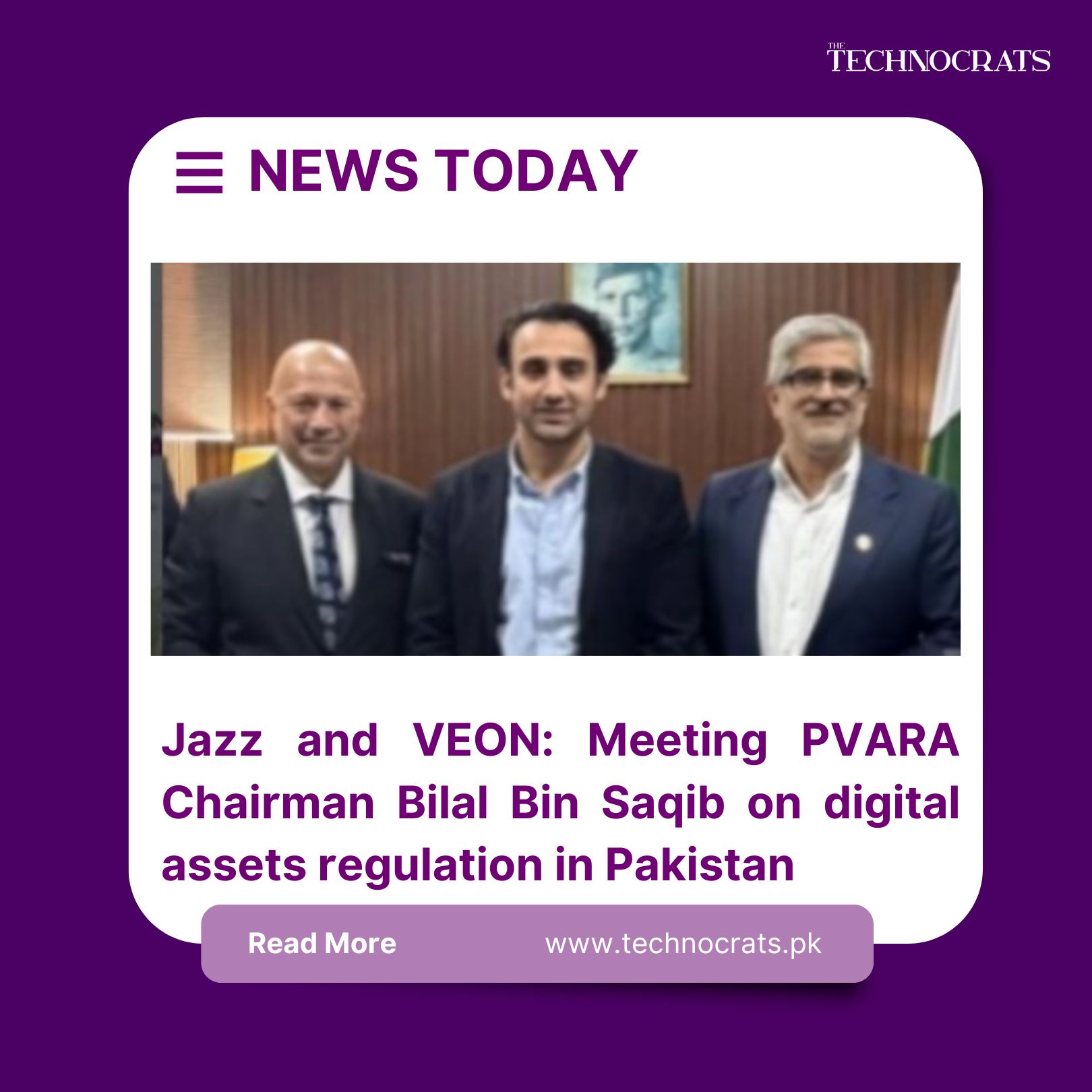 Jazz and VEON leadership meeting PVARA Chairman Bilal Bin Saqib on digital assets regulation in Pakistan
