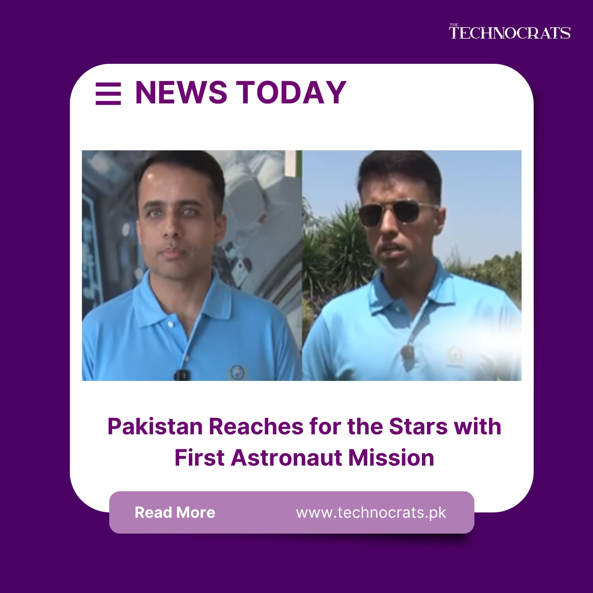 Pakistani and Chinese flags with astronaut silhouette and spacecraft representing Pakistan’s first astronaut mission with China.
